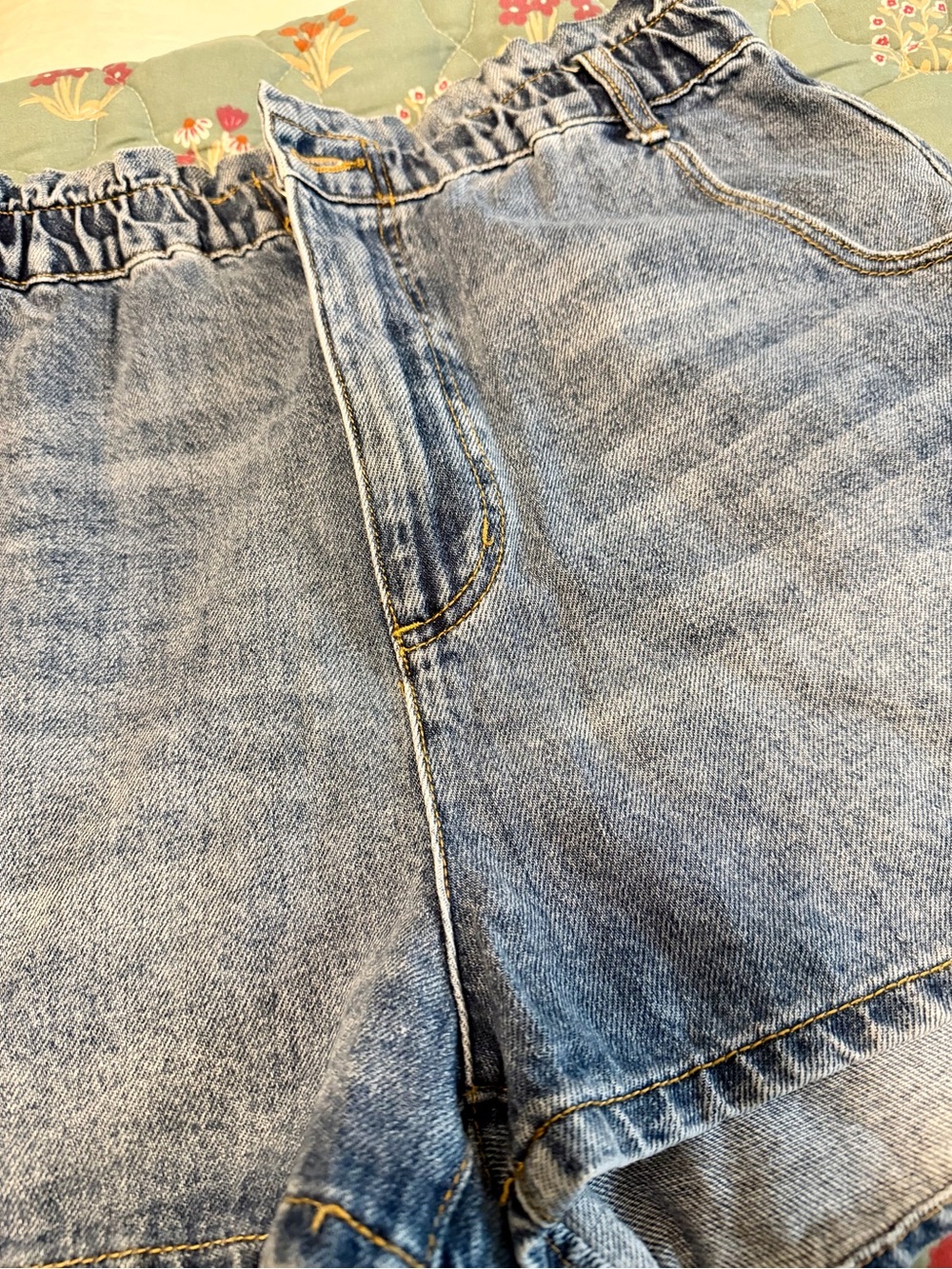 BDG Blue Elastic-Waist Denim Shorts - Picture 2 of 4